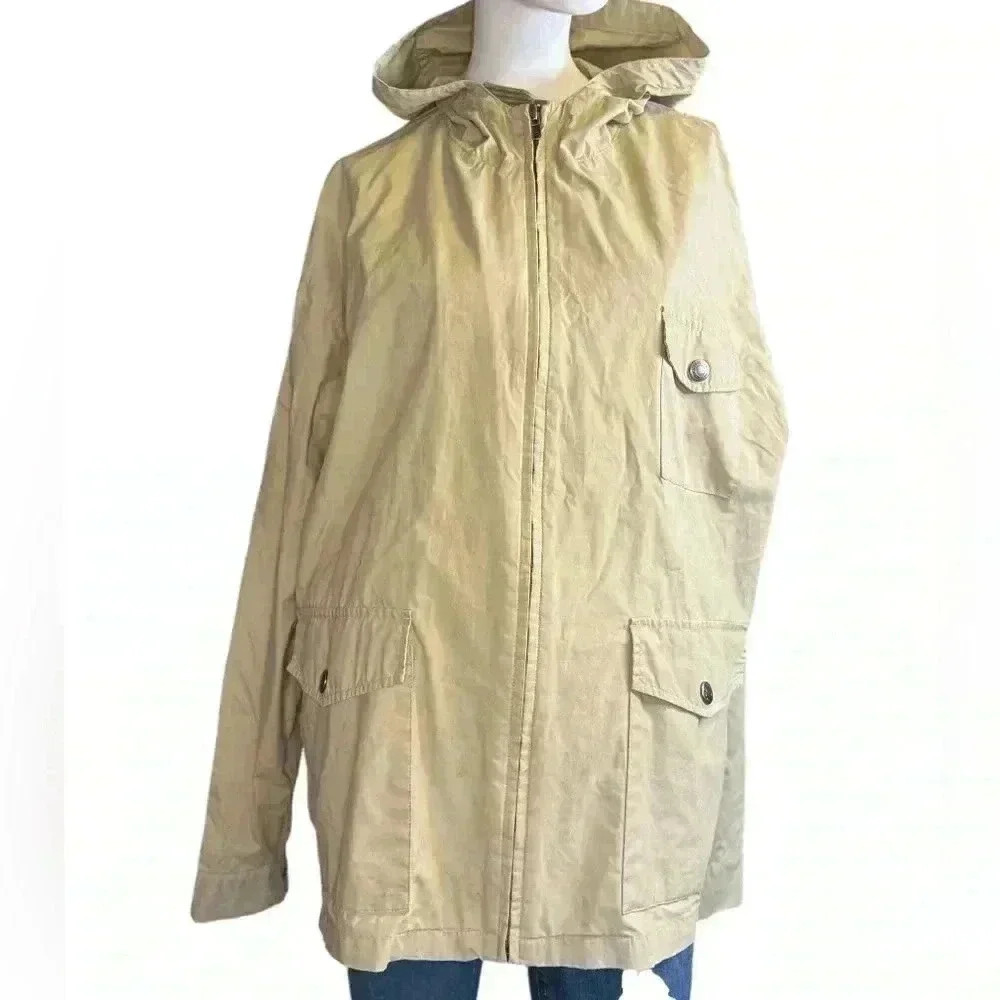 Vintage Polo Ralph Lauren Anorak Jacket Military Hoodie Beige Color Size Large.